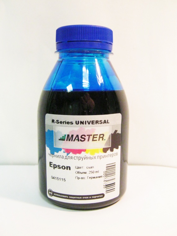 Чернила для СНПЧ Epson R-Series Universal (R200/R270/290/390/RX590/1410), 250 мл. (cyan) Master (срок годности истек)