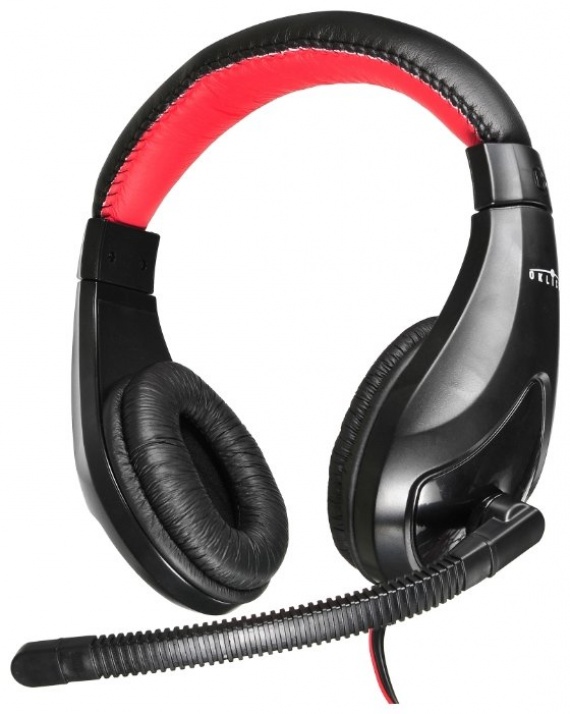Наушники с микрофоном Oklick HS-L100, черный/красный, 2 метра